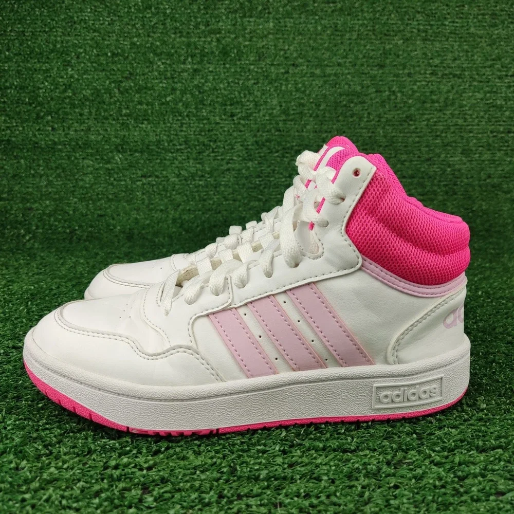 Adidas Shoes Kids 2 White Pink Hoops 3.0 Mid Sneakers IF2722 High Top Basketball